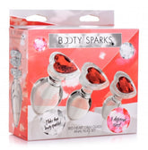 Booty Sparks Red Heart Gem Glass Anal Plug Set - - Butt Plugs
